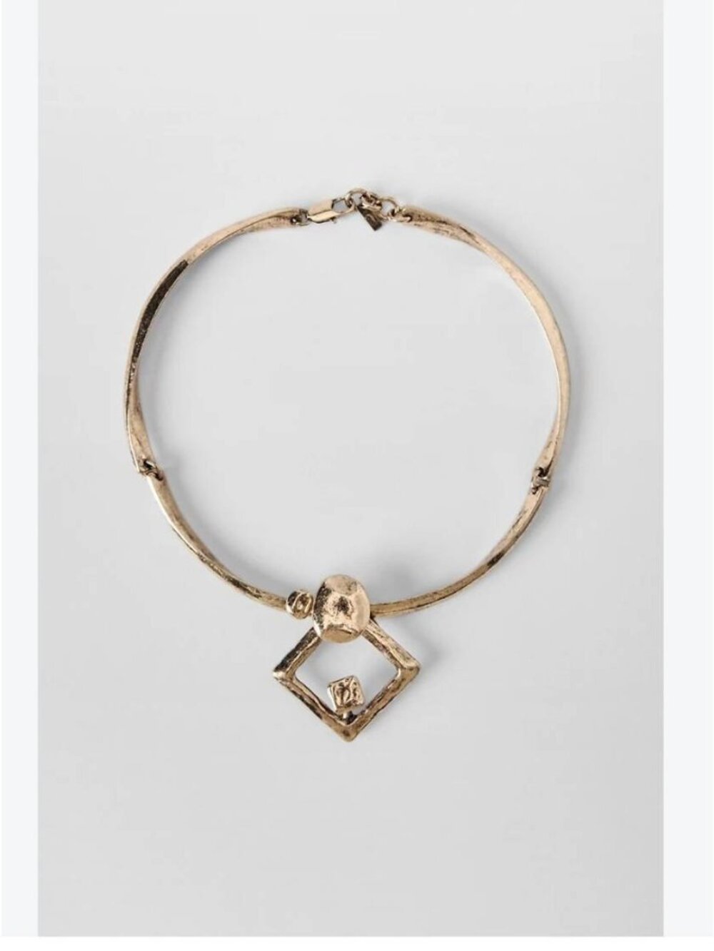 Zara Kate Moss Choker Necklace Gold Tone Geometric Pendant New